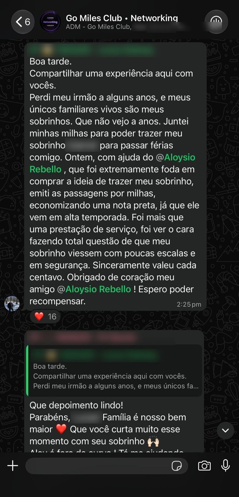 Depoimento real de membro - passagens por milhas para reunir a família
